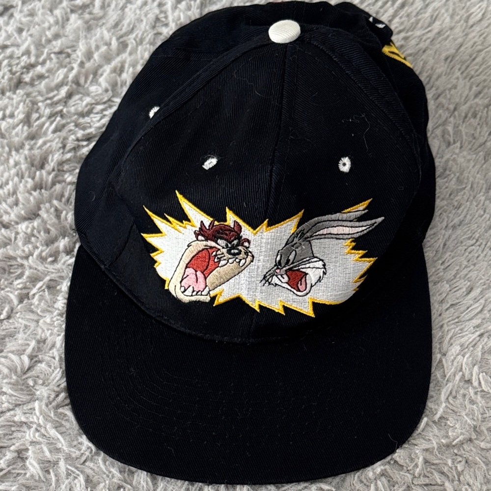Vintage Tasmanian Devil x Bugs Bunny Looney Tunes Black Baseball Cap